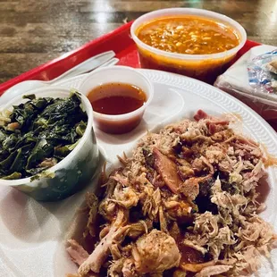 Combo Plate - Pork with Collard greens and Brunswick Stew - Regular Price