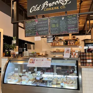 a display of cheeses