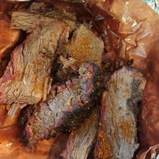 Had to sprinkle some good old pepper because we love spicy. but trust me these brisket have flavor