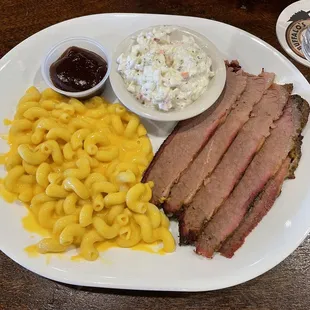 Brisket, Mac and cheese and coleslaw