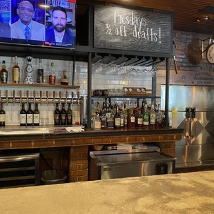 Sitting at the bar. It's just a great place!