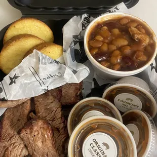 One meat platter one side Baked Beans