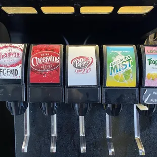 a row of beer taps