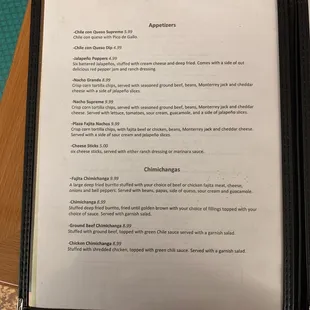 Appetizers and Chimichangas