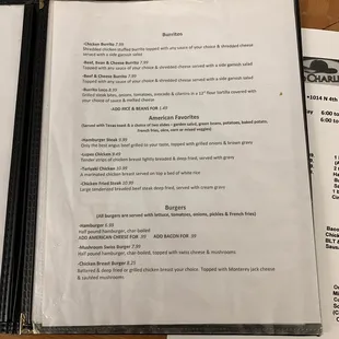 Burritos, American favorites, and Burgers