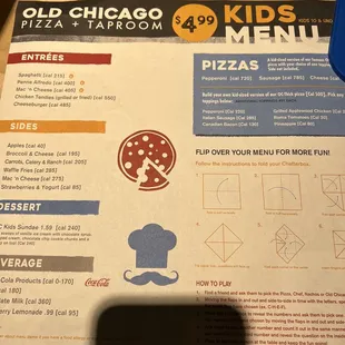 Kids menu