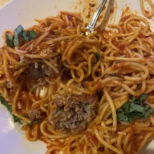 Spaghetti and meatballs