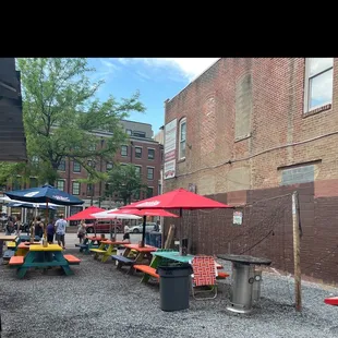 tables and umbrellas