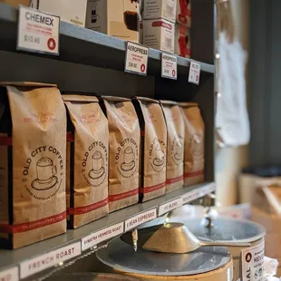 a variety of coffee bags