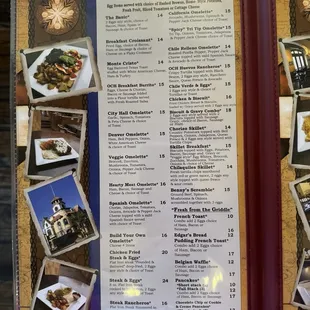Breakfast menu (page 1) at Old City Hall (sorry for the glare)