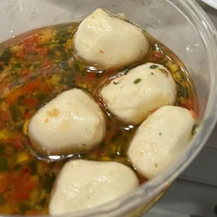 Marinated Mozzerella - recommend dipping bread in the herb garlic oil