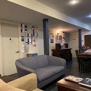 living room and dining area