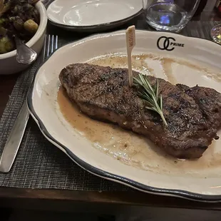 New York Strip and Brussel Sprouts