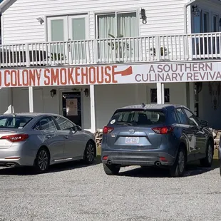 cars parked in front of the building