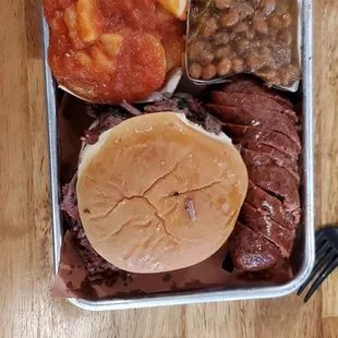 Brisket yummy,  beans extra yummy