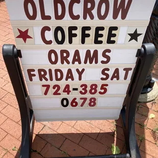 a sign for the old crow coffeehouse