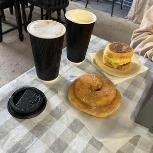 English Muffin Sandwich  Sugar Free Coconut Latte  Tiramisu Latte Cinnamon Roll