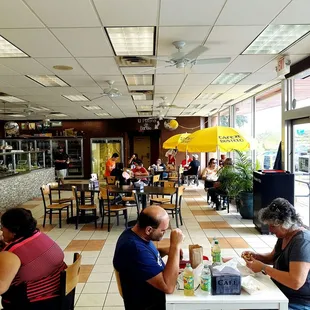 people eating at tables