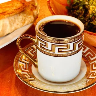 Turkish Coffee is amazing, as is the chicken shawarma and tabouleh.