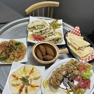 Chicken shawarma and falafel