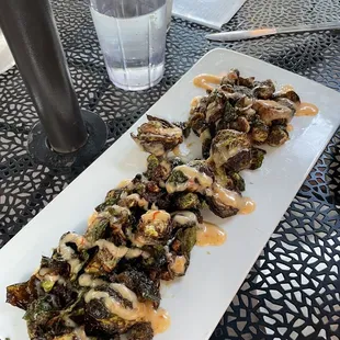 Miso fried Brussels sprouts