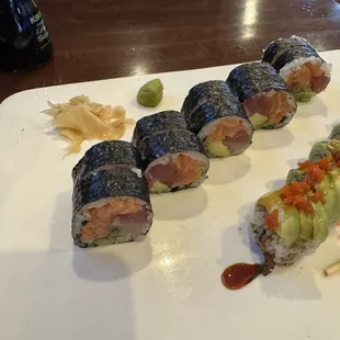 Rainbow Roll and Dragon Roll