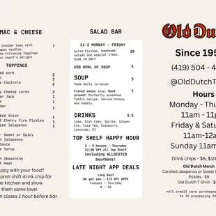 Old Dutch menu cover.