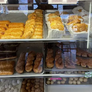 Kolaches, croissant sandwiches, and extra long donuts.