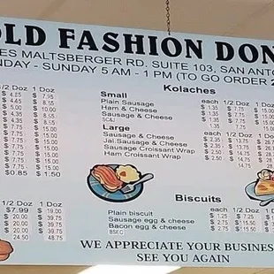 menu
