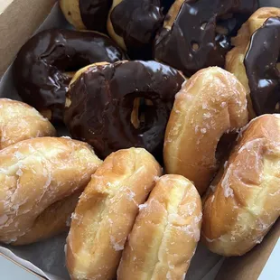 Plain Glazed and Chocolate Glazed Dozen Donuts