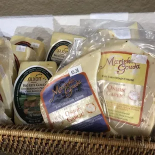 a basket full of cheese