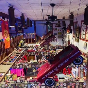 a firetruck in the middle of the room