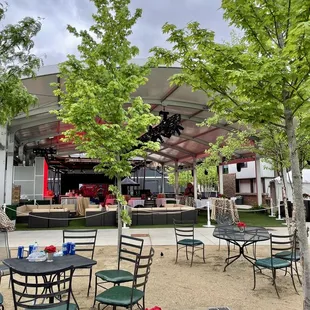 tables and chairs outside