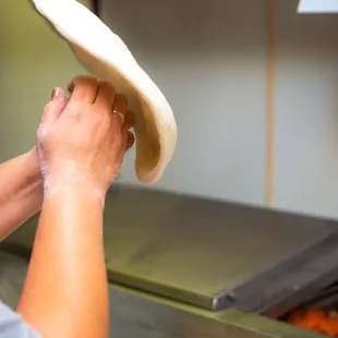 a person in a kitchen