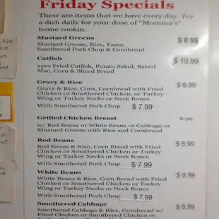 menu