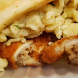 The schnitzel is super thin next to the thin cut frys