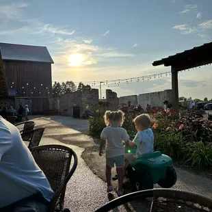 Kids enjoying free time while we eat pizza in peace (hopefully)