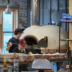 Authentic pizza oven.
