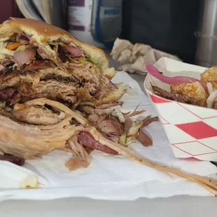 piled high pulled pork.