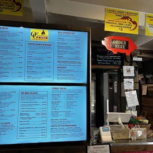Menu, order at counter