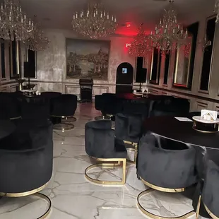 Interior lounge space can be reserved for larger parties