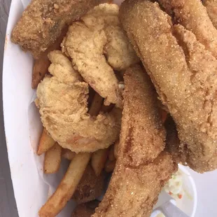 Seafood basket shrimp and fish only $9.95!