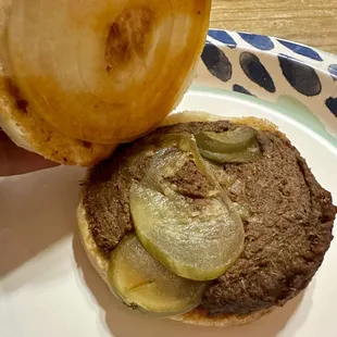 Chopped Mutton Sandwich with onion and pickles. Great taste and texture.