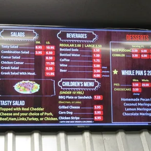 menu and prices