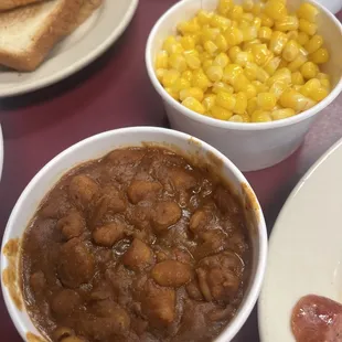 BBQ beans and corn.