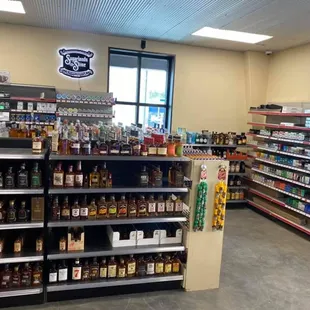shelves of liquor