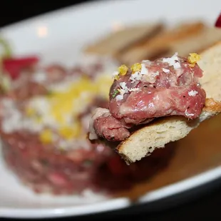 The steak tartare was packed with flavor and the mustard and horseradish amplified the richness of the tender hand-chopped, raw beef.