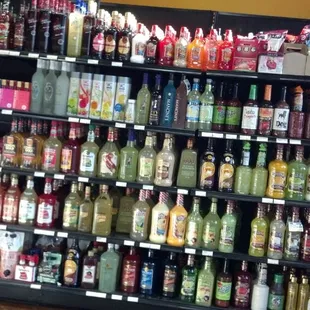 shelves of liquor