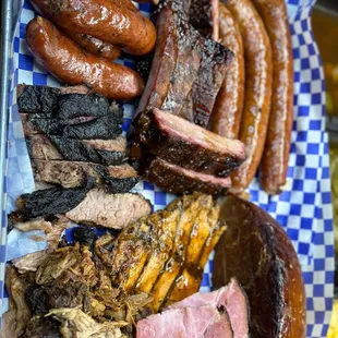 a variety of meats and sides