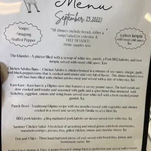 menu